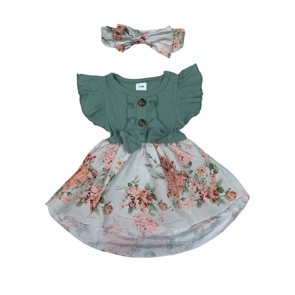 Shenzhen Toddler Girl's Green and Purple 3-Piece Florals Set Sz 3-6M - Picture 16 of 16